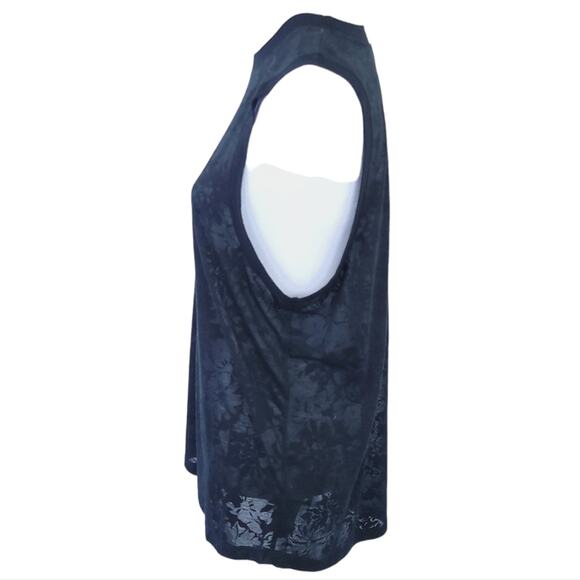 Ivy Park Beyonce Burnout Semisheer Black Oversized Floral Tank Medium Sleeveless - Picture 4 of 7